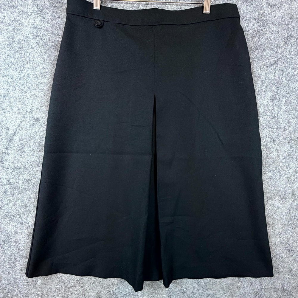 Women A-Line Midi Skirt 38 Black Front Pleated Career Office Wear Neutral Basics